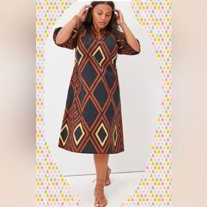 Anthropologie Diamond Pattern Midi Dress in Black and Brown